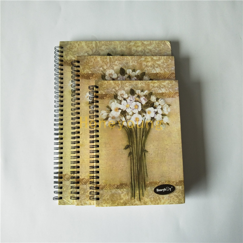 Different Sizes Flower Cover Hard Cover Double Spiral Notebook for High School Use SN-17